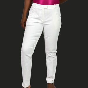 BOSS Hugo Boss Anaita Trousers White Cropped Slim Fit Pants Ankle Zip Mid Rise 6